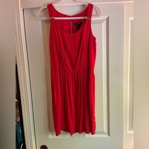 WHBM Red Dress with Pleated Front Detail Fully Lined Size Small
